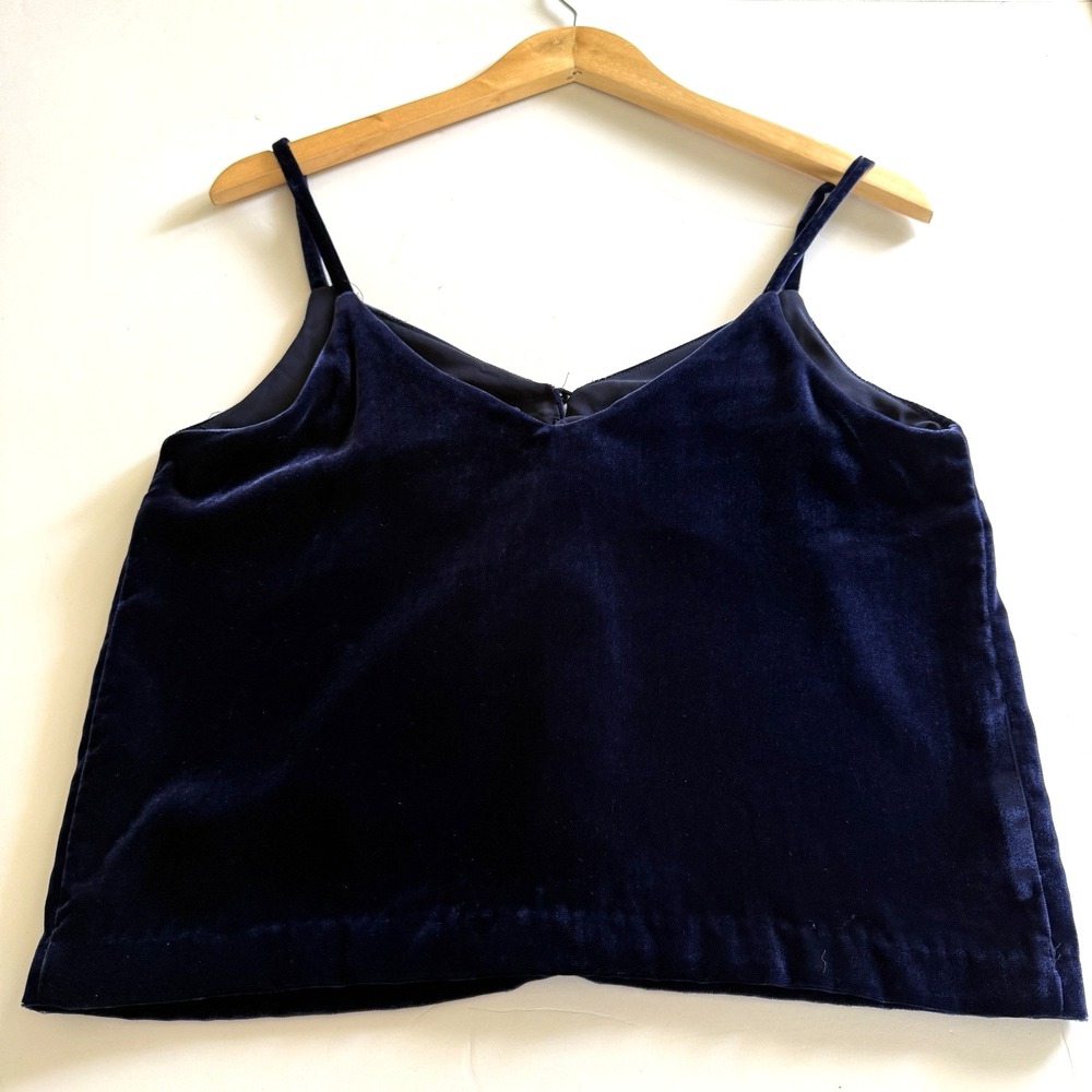Madewell Womens Navy Blue Velvet Dark Fairy Button-Front Cami Tank Top Size 2 - Picture 3 of 9